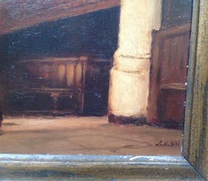 Niet of onleesbaar gesigneerd - van Galen (jaren 40) - kerkinterieur kopen? Bied vanaf 1!