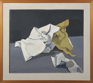 Jan Kagie (jr.) - Olieverf op doek, Gevouwen papier - Ingelijst kopen? Bied vanaf 1!
