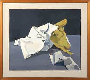 Jan Kagie (jr.) - Olieverf op doek, Gevouwen papier - Ingelijst verkocht voor € 1!