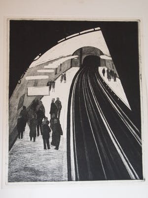 Joost Minnigh - Ets eigen druk "Wachten op de Metro" - 1986 kopen? Bied vanaf 85!