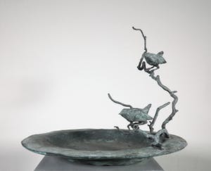 Phonse van Daalen - Groot bronzen vogelbad met vogels op tak kopen? Bied vanaf 1000!