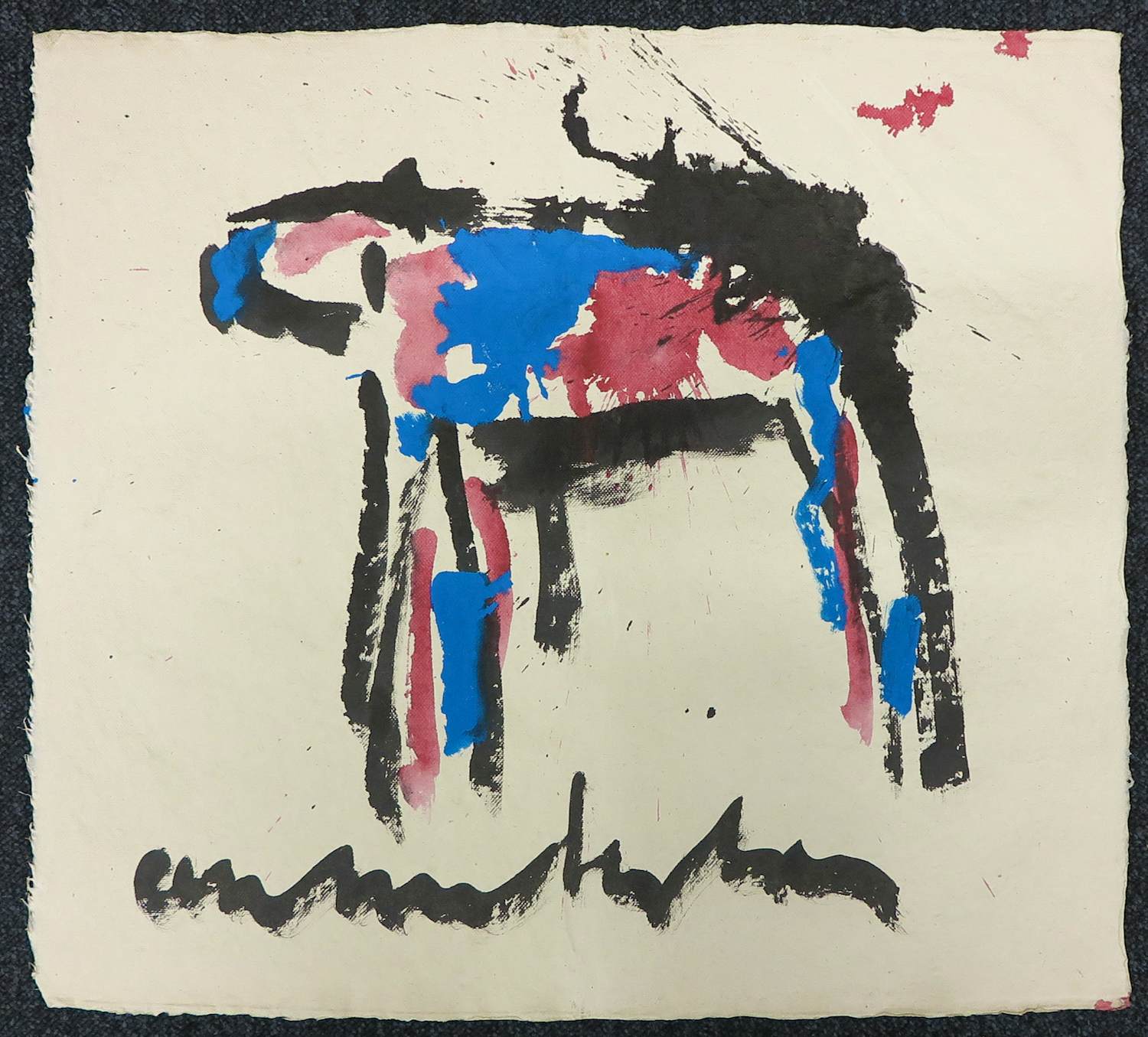 Anton Heyboer - Oost-indische inkt en acryl op dik papier, Koe kopen? Bied vanaf 200!