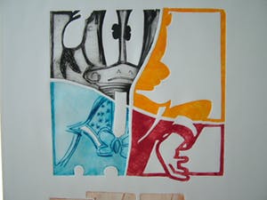 Arend van Dam - Kleuren ets op papier, getiteld "De schele ogen van Donald" 4/15 kopen? Bied vanaf 15!