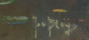 Jan Bleijs - Pastelkrijt, Landschap met vijver en brug - Ingelijst kopen? Bied vanaf 10!