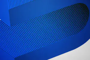 Yvonne Kracht - abstracte vormen in blauw - 1972 - zuurvrij ingelijst kopen? Bied vanaf 125!