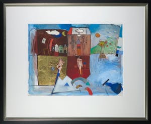 Michel van Overbeeke - Gemengde techniek en bladgoud op papier, Zonder titel - Ingelijst kopen? Bied vanaf 350!