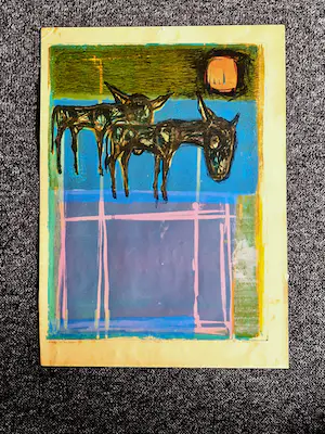 Ru van Rossem - Grote - 1957 -epreuve d'artiste- ets aquatint "donkey's on the beach" kopen? Bied vanaf 38!