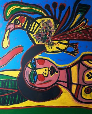 Corneille - L'Afrique n'est pas loin, zeefdruk (mooi ingelijst, zeer groot!) kopen? Bied vanaf 1!