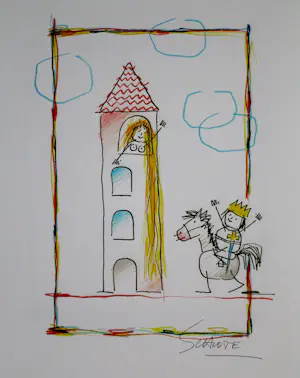 Wilhelm Schlote - Twee handgesigneerde giclées: Akkordeonspieler, Rapunzel kopen? Bied vanaf 35!