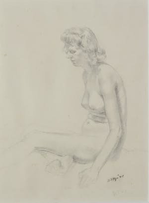 Wim Steijn - Tekening, Zittend naakt kopen? Bied vanaf 35!