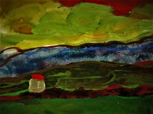 Niet of onleesbaar gesigneerd - Zinderende expressionistische Gouache "Boomgaard en huis" gesigneerd kopen? Bied vanaf 10!