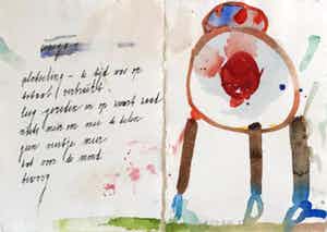 Jurjen de Haan - Originele aquarel - 'Omega' - Gesigneerd verkocht voor € 55!