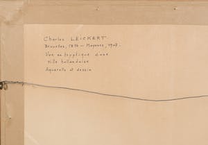 Charles Leickert - Aquarel en potlood, Vue en Tryptique d'une ville Hollandaise - Ingelijst kaufen? Bieten Sie von 200!