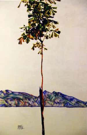Egon Schiele - "Kastanienbaum am Bodensee 1912" Ausgabe 1948 verkocht voor € 75!