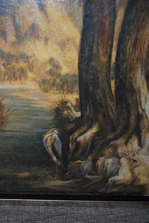 Henri van de Velde - Reiger in landschap - symbolisme - olieverf kopen? Bied vanaf 85!