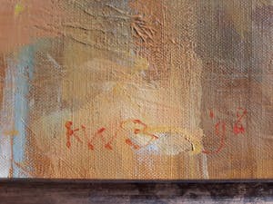 Klaas Werumeus Buning - Gezicht op het Binnenhof, olieverf op doek (mooi ingelijst, groot) kopen? Bied vanaf 1000!