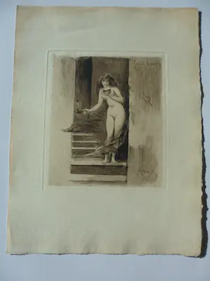 Joseph Apoux - Ets, " Good Evening ". Ca .1860, gedrukt door Pincebourde ed kopen? Bied vanaf 50!