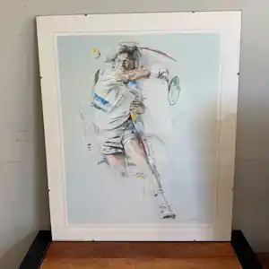 Twan van de Vorstenbosch - Tennis Speler (Tennis Player) Gesigneerd Lithokleur 50x60cm kopen? Bied vanaf 30!