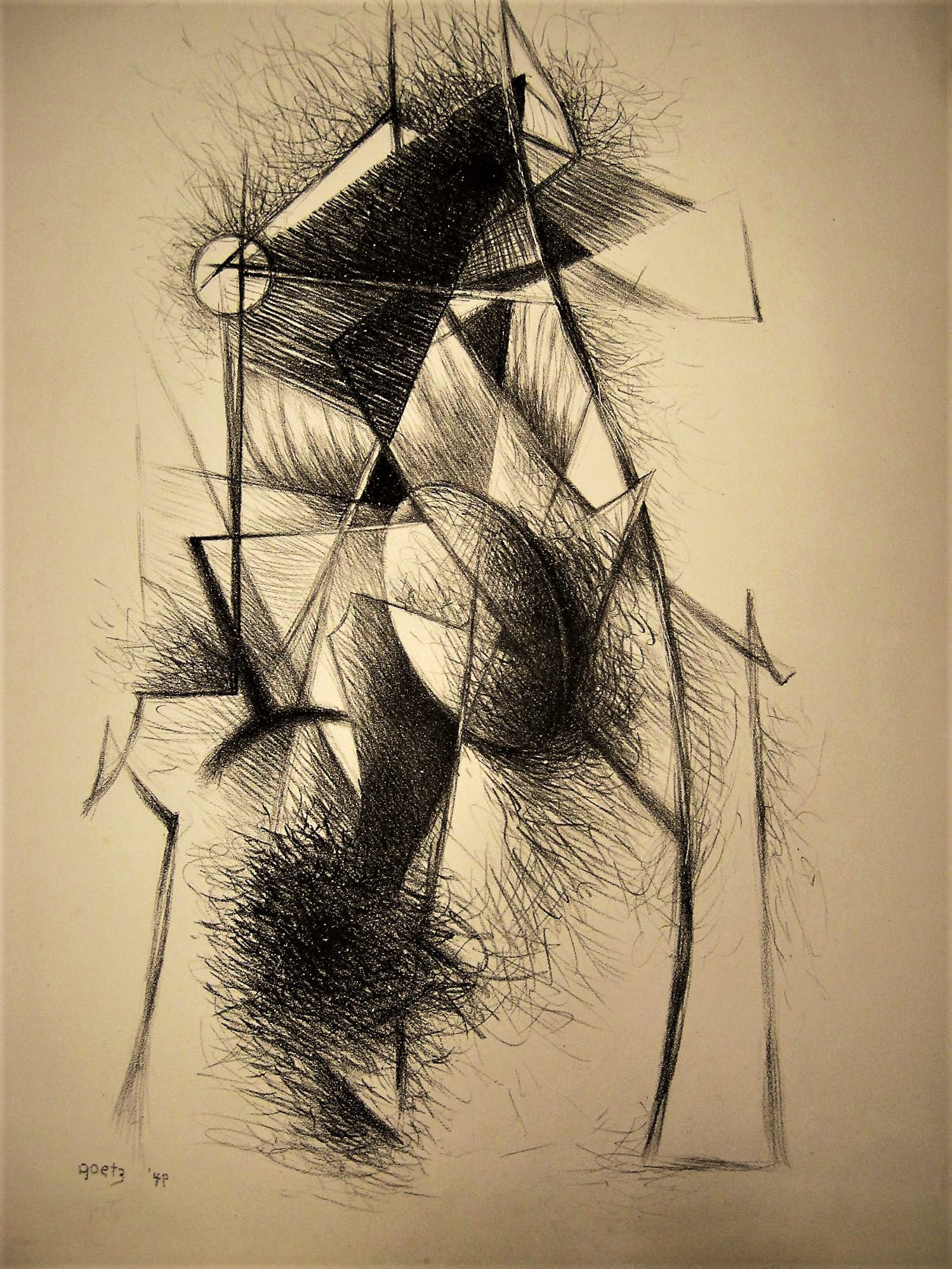 Henri Bernard Goetz - Bijzondere 1949 surrealistische gravure "printemps" kleine oplage (33) verkocht voor € 32!