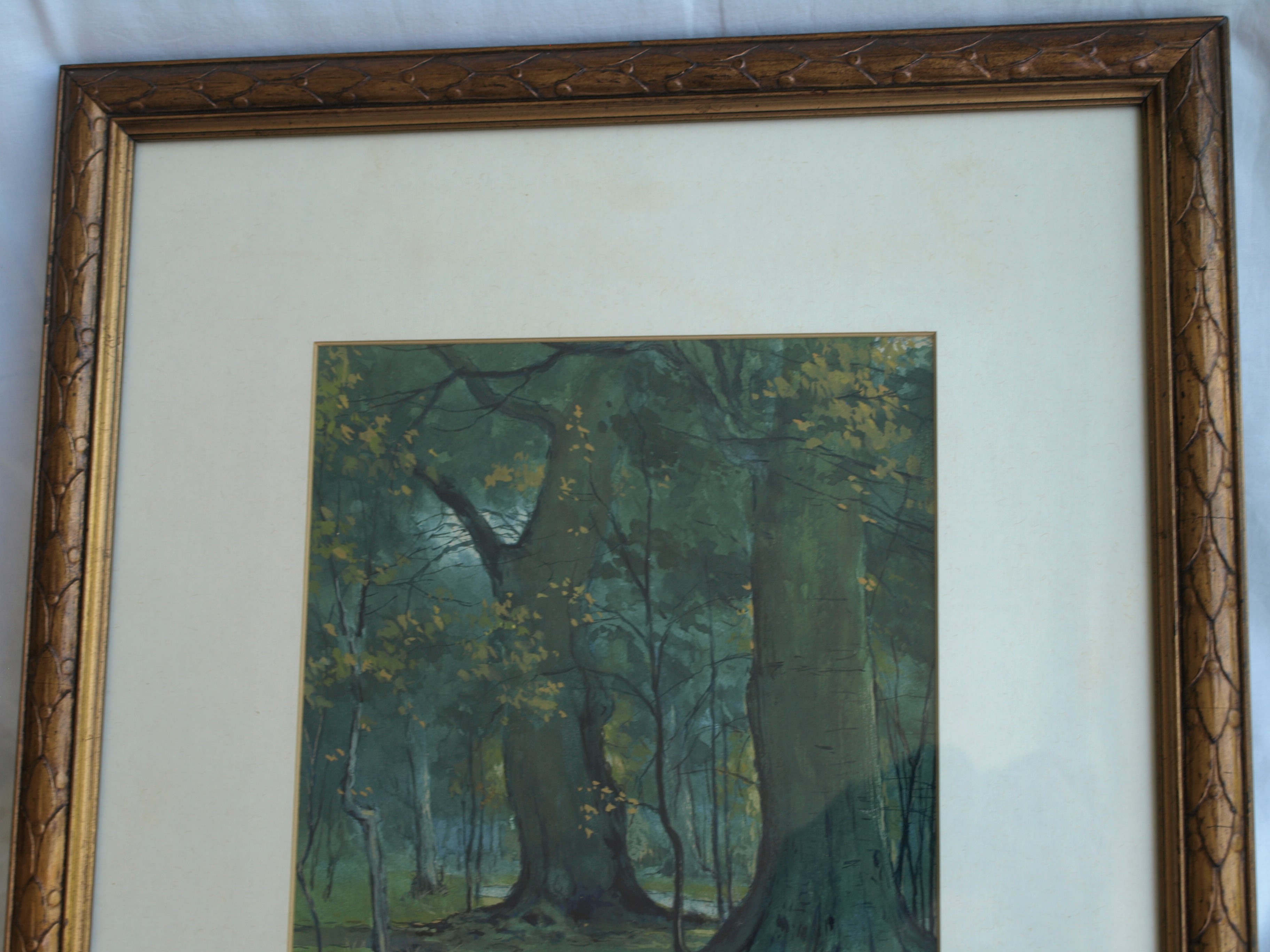 Niet of onleesbaar gesigneerd - Gouache , Bos – gesigneerd & ingelijst  kopen? Bied vanaf 1!