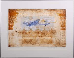 Leentje Linders - Ets, Seulawah, Par Avion - Ingelijst verkocht voor € 50!