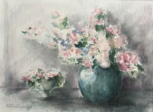 Maria de Ruiter de Witt - Vazen met bloemen | aquarel - ingelijst kopen? Bied vanaf 35!