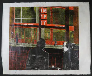 Piet Lont - Linosnede op Japans papier, Wimpy kopen? Bied vanaf 1!