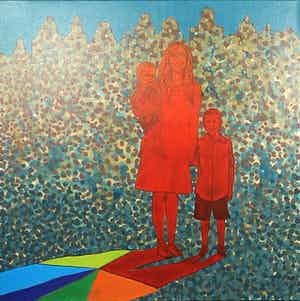 Valentin Bakardjiev - Olieverf op doek, De wereld draait door III, (Groot) verkocht voor € 1!