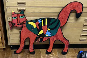 Corneille - Metalen sculptuur Rode Kat kopen? Bied vanaf 650!