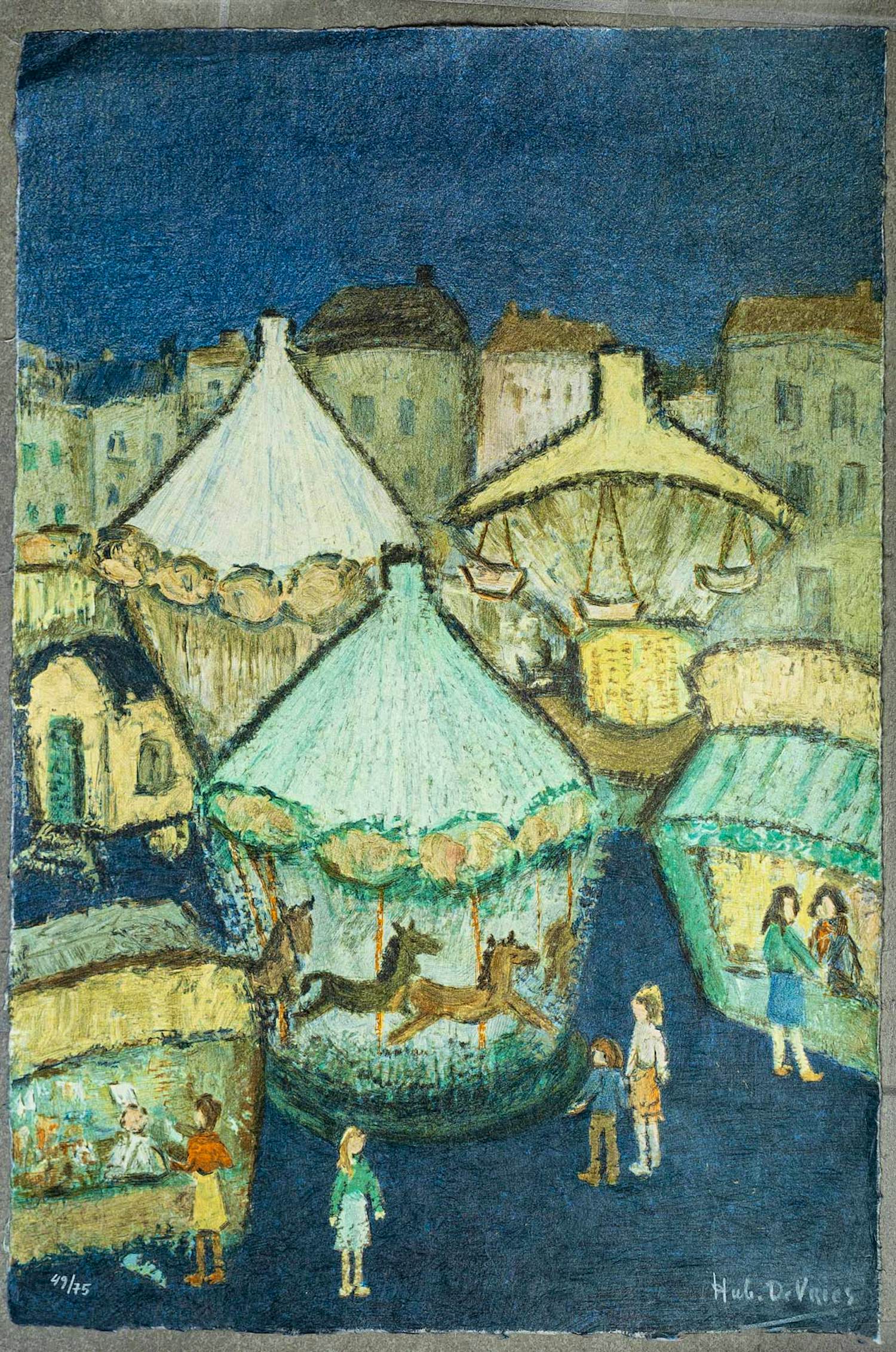 Hubert De Vries - Kermistafereel met draaimolen 49/75 kopen? Bied vanaf 100!