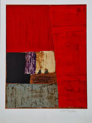 Jean Oosterlynck - Grote 1976 - Epreuve d'Artiste kleurenlitho "oiseaux" met persoonl. opdracht kopen? Bied vanaf 67!