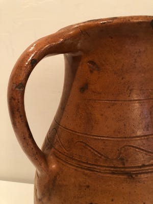 Curiosa - Prachtige antieke (water-) kan en zeldzame schaal, aardenwerk, 19e eeuws kopen? Bied vanaf 1!