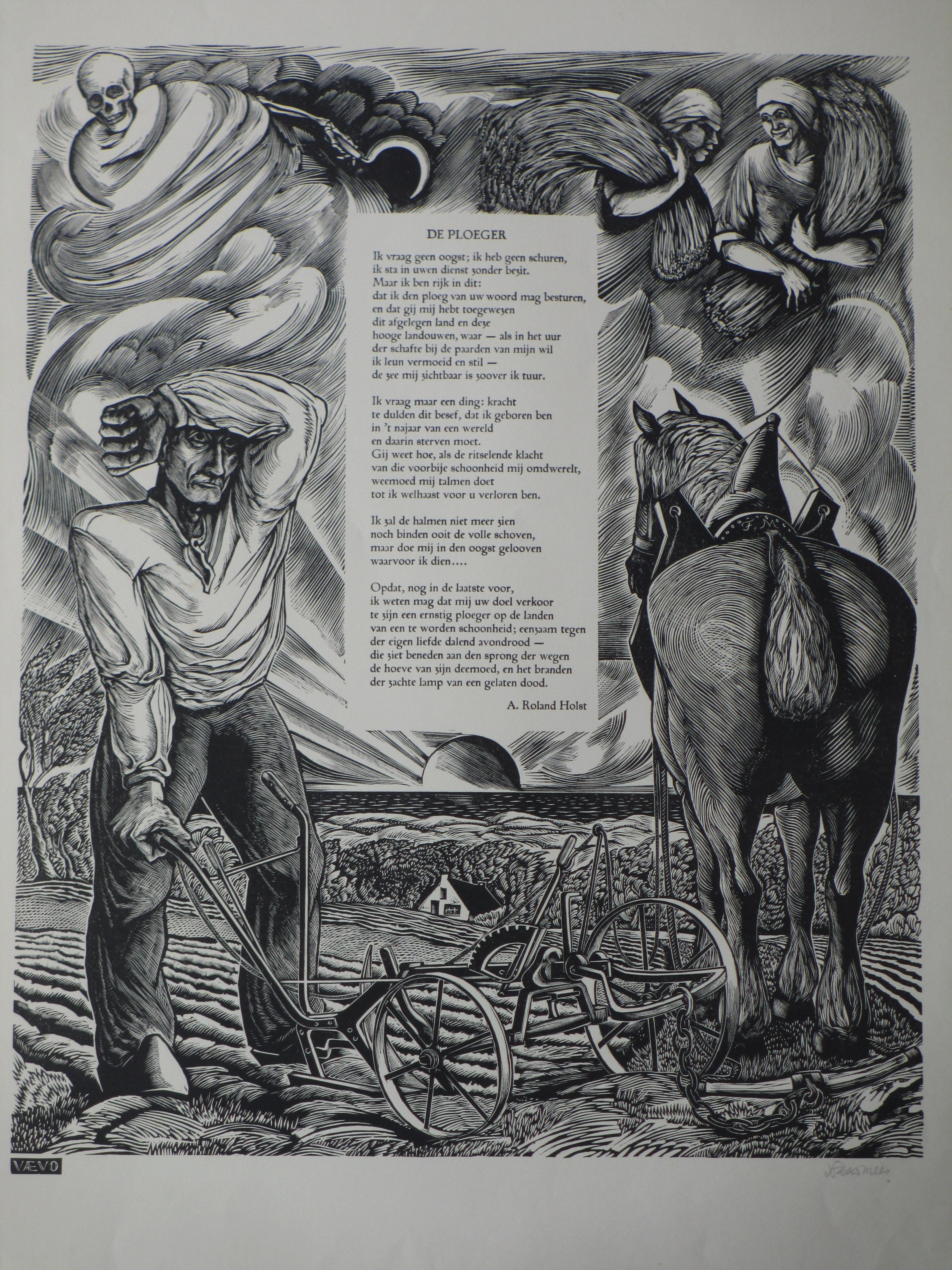 Fokko Mees - De Ploeger - Houtsnede kopen? Bied vanaf 35!