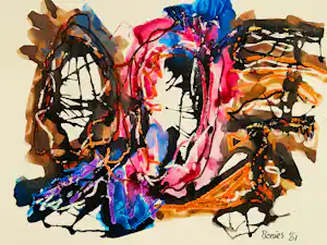 Bob Bonies - Jaren 60 gemengde techniek - abstracte compositie - gesigneerd verkocht voor € 74!
