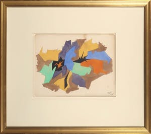 Niet of onleesbaar gesigneerd - Aquarel, Abstracte compositie - Ingelijst kopen? Bied vanaf 10!