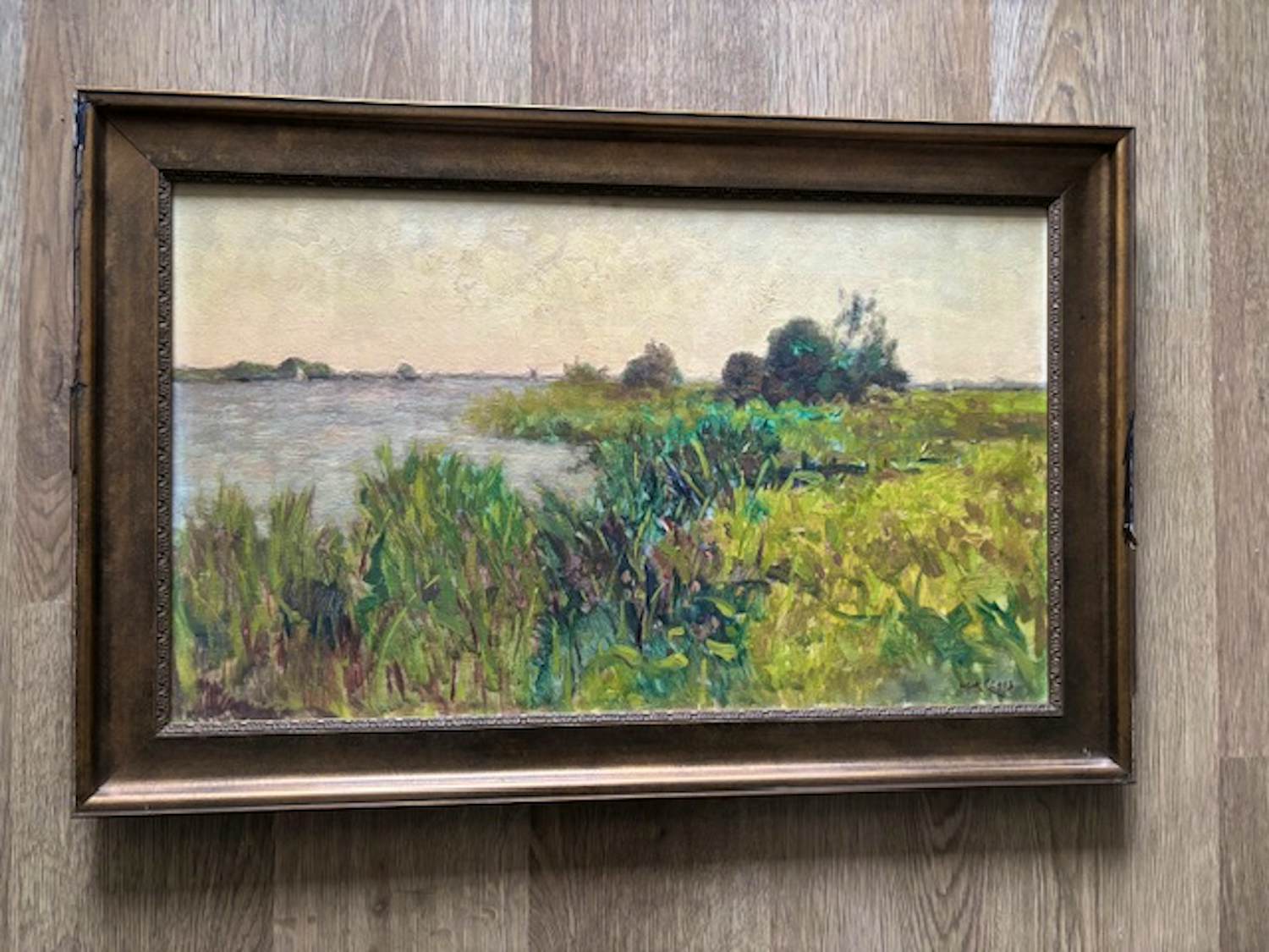 Henk Leurs - Hollands polderlandschap met bootje aan de horizon kopen? Bied vanaf 175!