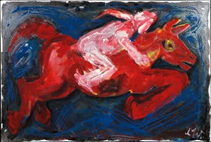 Martin van Wordragen - Gemengde techniek op doek, Nachtelijke ruiter - Ingelijst (Groot) kopen? Bied vanaf 250!