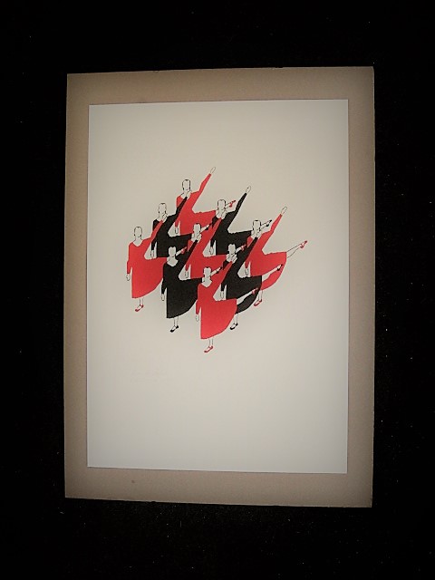 Niet of onleesbaar gesigneerd - Bijzonder Rood-Zwart 1979 Litho "Corps de Ballet" gesigneerd  kopen? Bied vanaf 1!