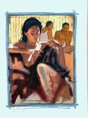 Nico Vrielink - Kleurenzeefdruk CONFRONTATIE met GAUGUIN I Handgesigneerd. verkocht voor € 85!