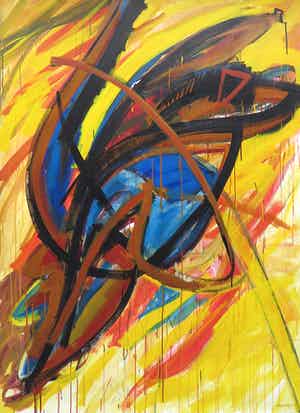 Cor Knops - Acryl op doek, Ekuta III (Zeer groot) verkocht voor € 1!