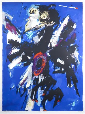 Charlotte Molenkamp - Lithografie, Blauwe Vogel - Ingelijst (Groot) kopen? Bied vanaf 50!