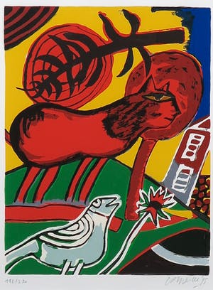 Corneille - Zeefdruk, Huit Chats 7 - Ingelijst kopen? Bied vanaf 1!