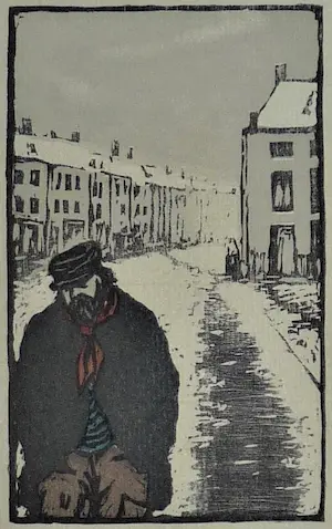Eugeen Van Mieghem - Kleurhoutsnede uit 1898 - Titel: Slenteren kaufen? Bieten Sie von 275!