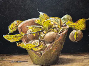Jan Teunissen - Stilleven met Mispels in een bloempot kopen? Bied vanaf 150!