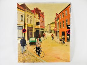 Niet of onleesbaar gesigneerd - BATES -Naïef geschilderde Bloemenmarkt Roosendaal 2 kopen? Bied vanaf 1!