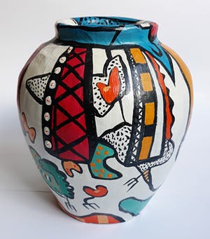 Miriam Slaats - Vaas, beschilderd karton/papier maché kopen? Bied vanaf 195!