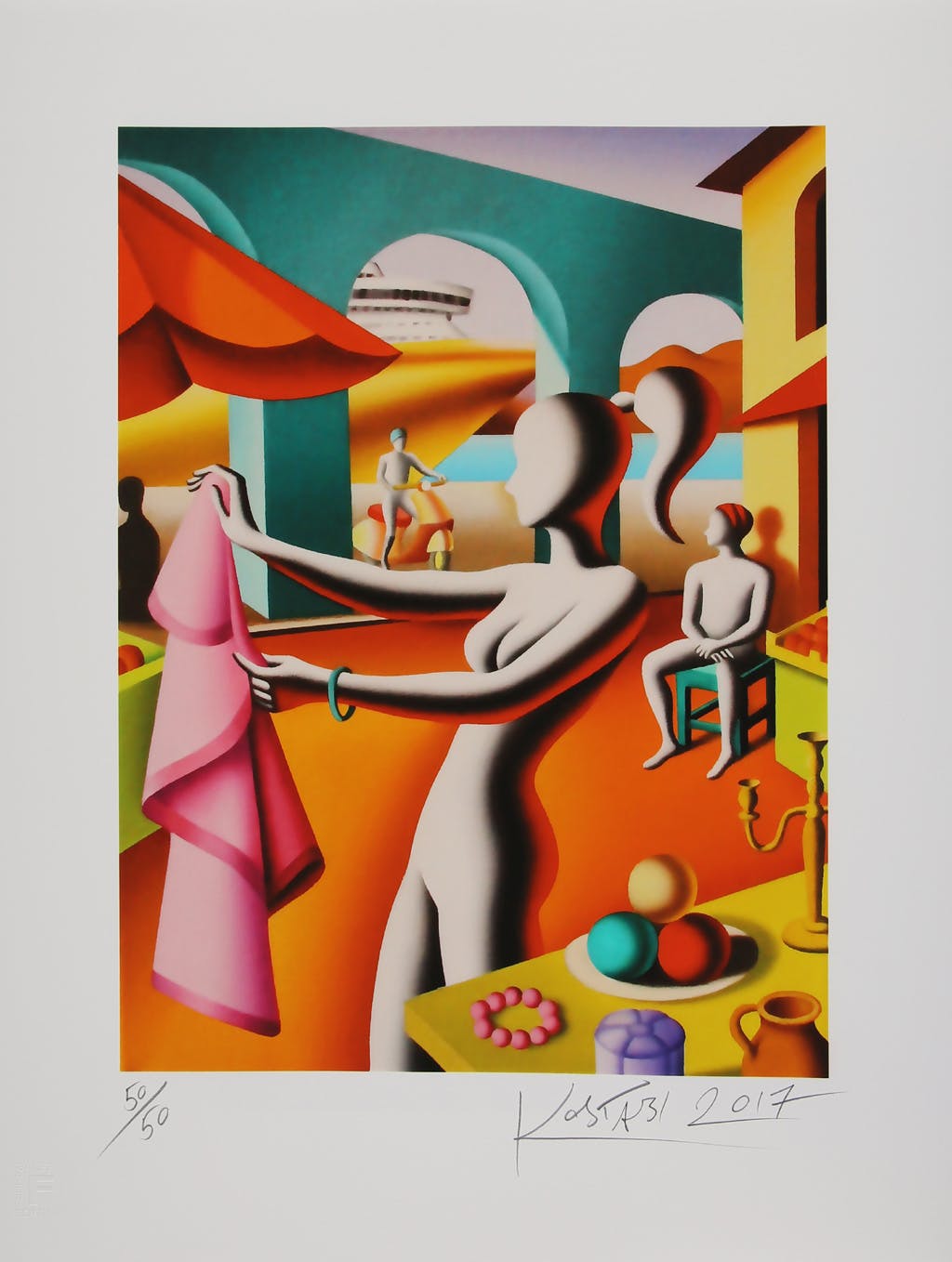 Mark Kostabi - Kleurengiclee FOR ALFREDO & SALVATORE Handgesigneerd verkocht voor € 85!