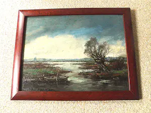 Hendrik Cornelis Kranenburg - Olieverf - Landschap met watertje en bootje kopen? Bied vanaf 60!