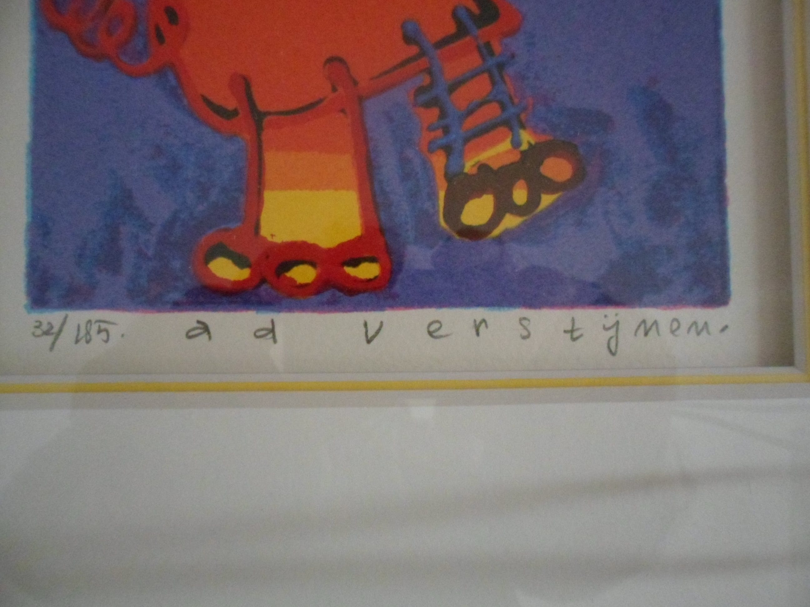 Ad Verstijnen - Zeefdruk, titel,"Olifant Olli met zonnebril". kopen? Bied vanaf 35!