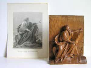 Niet of onleesbaar gesigneerd - Mozus op de Berg - Gravure en Reliëf van/naar J.F.C. Reckleben (1819 - 1879) verkocht voor € 1!